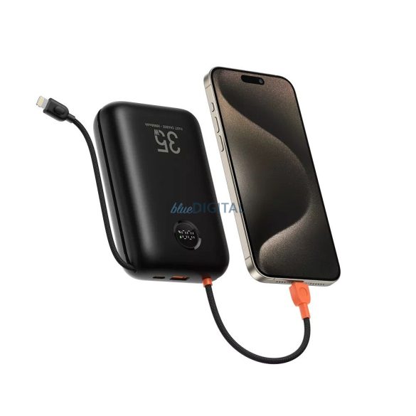 Veger K3 (W3018) powerbank cu conexiune 1xUSB-A și 1xUSB-C, built-in Type-C și cablu Lightning 30000mAh 35W PD QC3.0 - negru