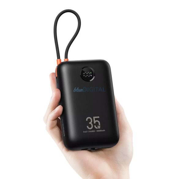 Veger K3 (W3018) powerbank cu conexiune 1xUSB-A și 1xUSB-C, built-in Type-C și cablu Lightning 30000mAh 35W PD QC3.0 - negru
