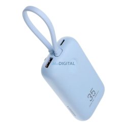   Veger W1188 powerbank cu cablu Type-C și Lightning încorporat 10000mAh 35W QC3.0 PD - albastru