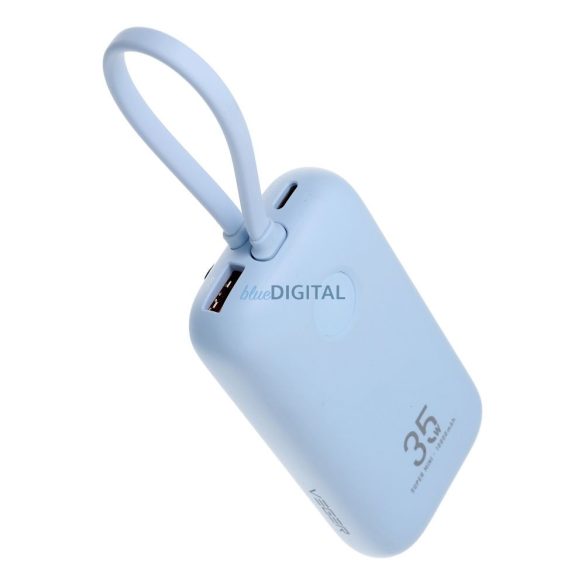 Veger W1188 powerbank cu cablu Type-C și Lightning încorporat 10000mAh 35W QC3.0 PD - albastru