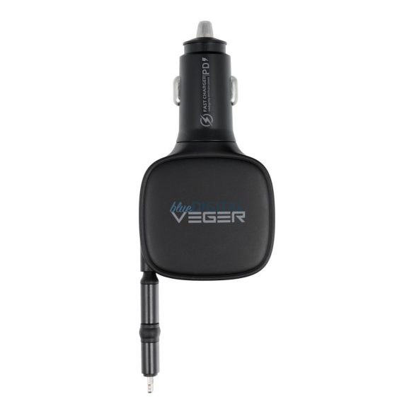 VEGER Încărcător auto USB C + cablu USB C / Lightning QC PD 84W CC89 negru