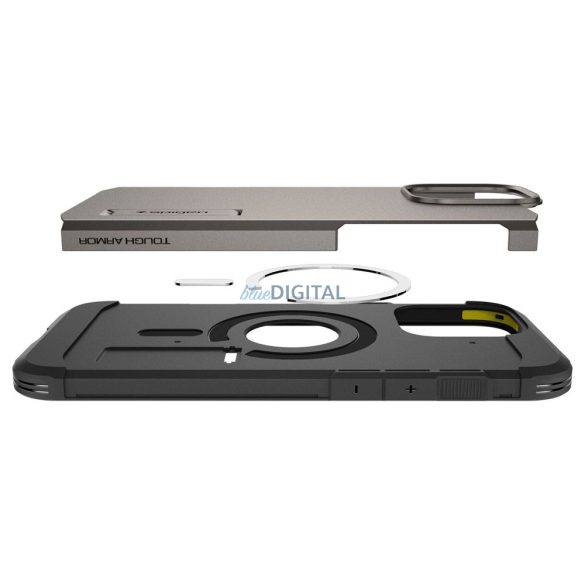 Carcasă compatibilă Spigen Tough Armor Mag MagSafe pentru iPhone 16 Pro - gri metalic