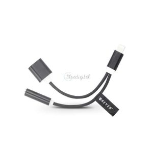 Adaptor Lightning + USB pentru căști cu mufă de 3,5 mm - 2in1 - negru