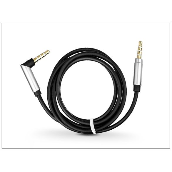 Cablu audio jack de 3,5 până la 3,5 mm cu cablu de 1 m - negru/argintiu