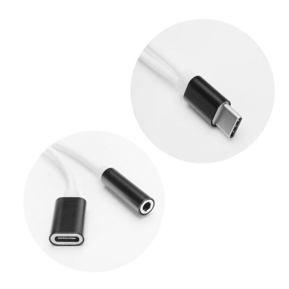 Adaptor USB Type-C pentru căști cu mufă de 3,5 mm/încărcător Type-C - negru/alb