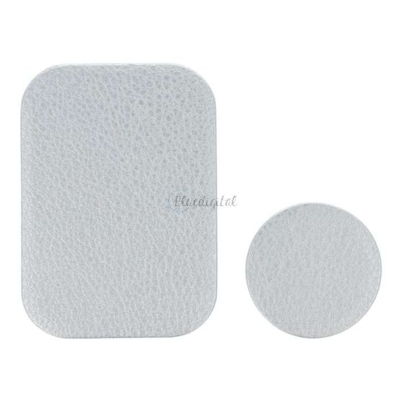 Contor placă metalică pentru suport magnetic pentru mașină - Ecuson pentru suport magnetic pentru mașină piele - 1+1 buc/pachet - argintiu (ambalaj ECO)