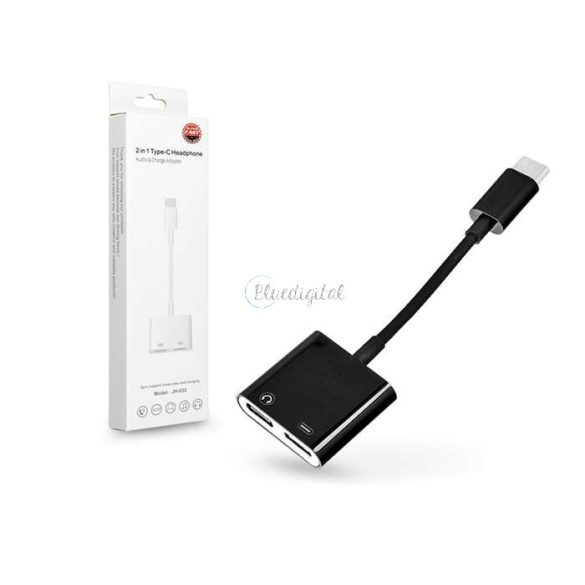 USB Type-C - 2x adaptor USB Type-C pentru încărcare și ascultare muzică în același timp - negru