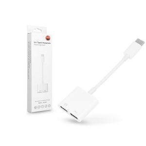 USB Type-C - 2x adaptor USB Type-C pentru încărcare și ascultare muzică în același timp - alb