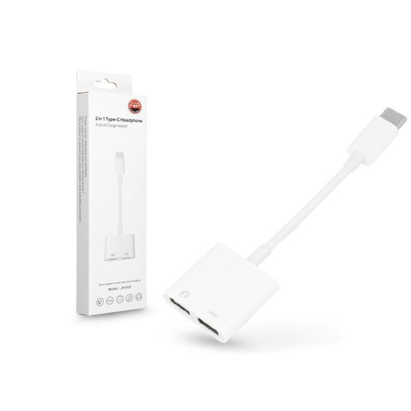 USB Type-C - 2x adaptor USB Type-C pentru încărcare și ascultare muzică în același timp - alb