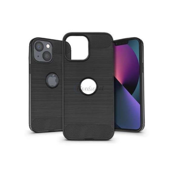 Apple iPhone 13 Mini Husă spate din silicon - Logo Carbon - negru
