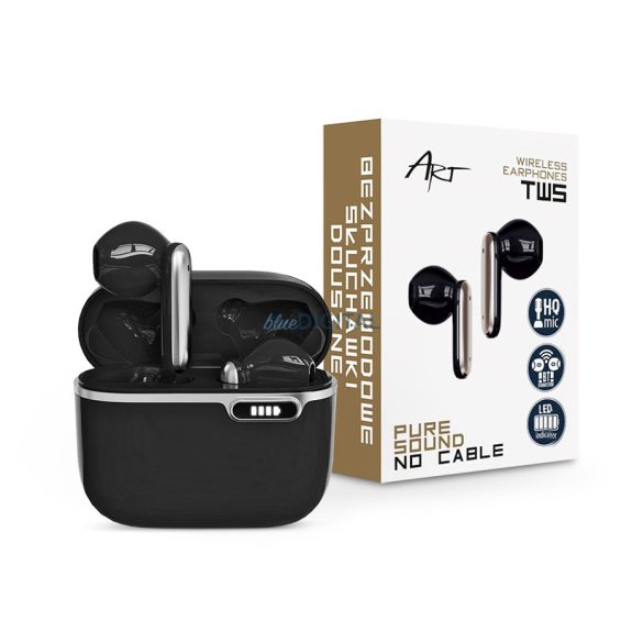 Căști stereo Bluetooth ART TWS v5.1 + carcasă de încărcare - Căști ART AP-TW-B4B True Wireless cu carcasă de încărcare - negru
