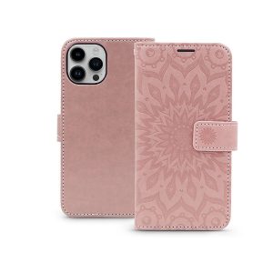 Husă din piele Mezzo Husă tip carte Flip - Apple iPhone 15 Plus - mandala rose gold