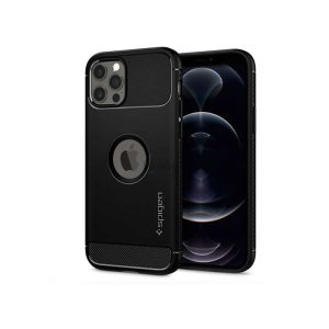 Husa din spate rezistenta la socuri Apple iPhone 12/12 Pro - Spigen Rugged Armor - neagra