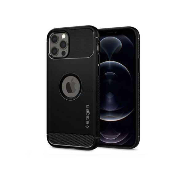 Husa din spate rezistenta la socuri Apple iPhone 12/12 Pro - Spigen Rugged Armor - neagra