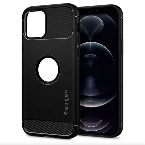 Husa din spate rezistenta la socuri Apple iPhone 12/12 Pro - Spigen Rugged Armor - neagra