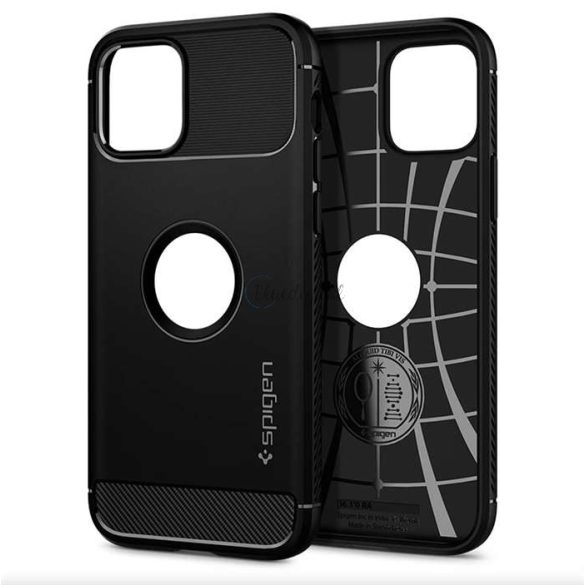 Husa din spate rezistenta la socuri Apple iPhone 12/12 Pro - Spigen Rugged Armor - neagra