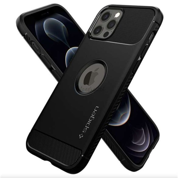 Husa din spate rezistenta la socuri Apple iPhone 12/12 Pro - Spigen Rugged Armor - neagra