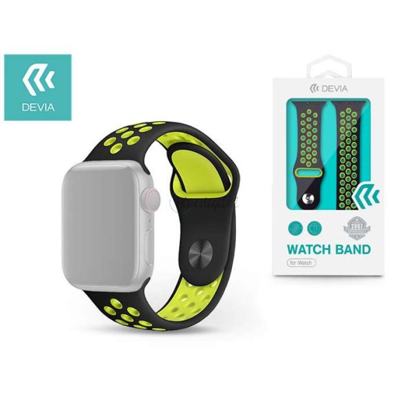 Curea sport perforată Apple Watch - Devia Deluxe Series Sport2 Band - 38/40/41 mm- negru/galben