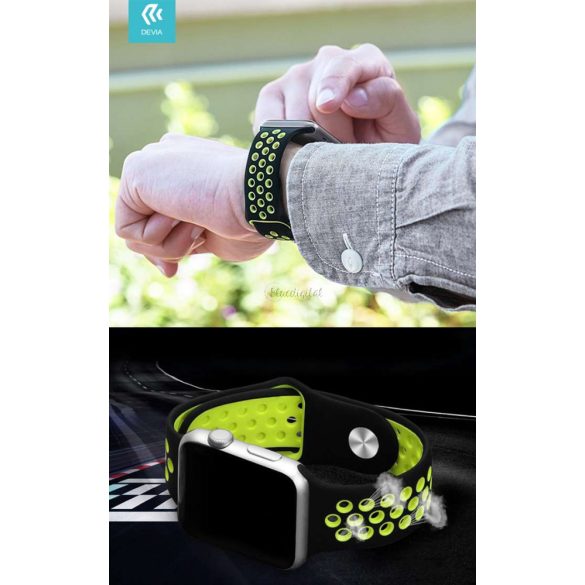 Curea sport perforată Apple Watch - Devia Deluxe Series Sport2 Band - 38/40/41 mm- negru/galben