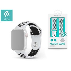 Curea sport Apple Watch cu gauri - Banda Devia Deluxe Series Sport2 - 42/44/45/49mm - alb/negru