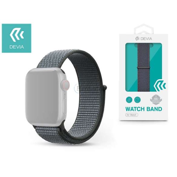 Curea sport din material Apple Watch - Banda Devia Deluxe Series Sport3 - 42/44/45/49 mm - gri furtuna