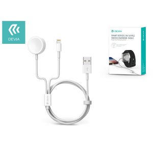 Devia cablu magnetic de încărcare pentru Apple Watch + cablu Lightning - Devia Smart Series 2in1 Apple Watch Charging Cable - alb