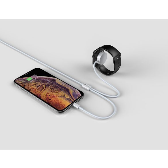 Devia cablu magnetic de încărcare pentru Apple Watch + cablu Lightning - Devia Smart Series 2in1 Apple Watch Charging Cable - alb
