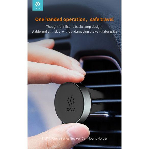 Devia suport auto magnetic universal pentru grila de ventilație - Devia CircleSeries Sucker Car Mount Holder - gri / negru