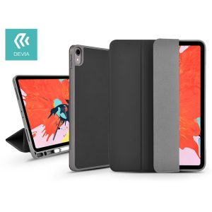 Husă pentru tabletă Apple iPad 10.2 (2019/2020/2021) (Smart Case) cu funcție de pornire/oprire, suport pentru creion Apple, încărcător magnetic - Husă din piele Devia cu fantă pentru creion - neagră