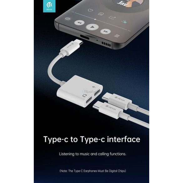 Devia Type-C - 2x adaptor audio Type-C - Adaptor Devia Smart Series Type-C la Dual Type-C - alb