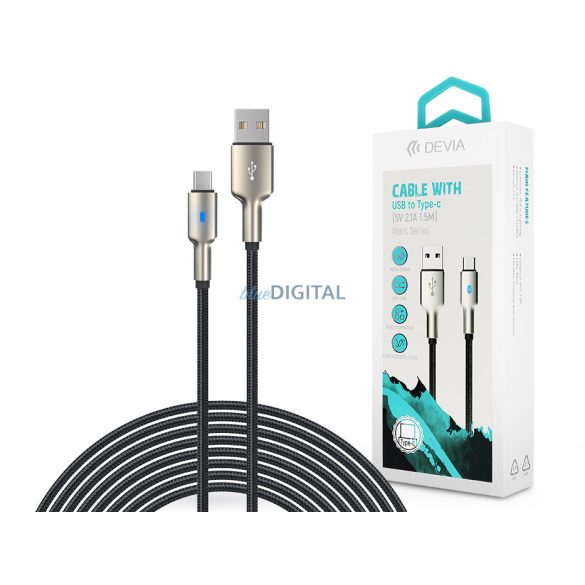 Devia USB - Cablu de date și încărcare USB Type-C cu cablu de 1,5 m - Cablu seria Devia Mars cu tip C - 5V/2.1A - argintiu/negru