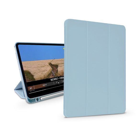 Apple iPad Air 4 (2020)/iPad Air 5 (2022) 10.9/iPad Pro 11 (2022) husă pentru tabletă (Smart Husă) cu funcție on/off, suport Apple Pencil, încărcător magnetic - DeviaHusă din piele cu slot pentru Pencil - albastru