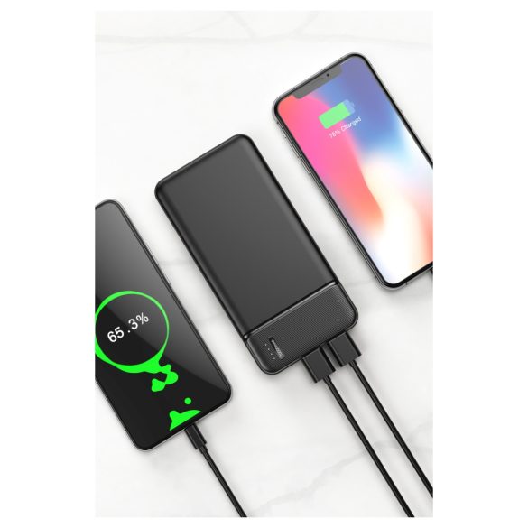 Încărcător de baterie portabil universal Maxlife - Maxlife MXPB-01 Power Bank - 2xUSB + microUSB + Type-C - 10.000 mAh - negru