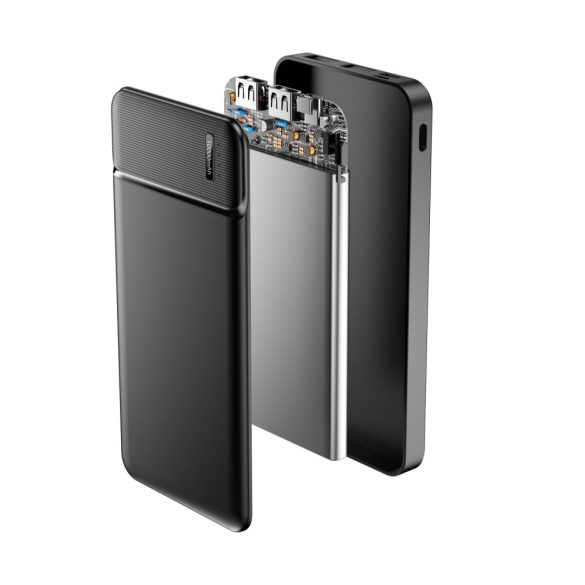 Încărcător de baterie portabil universal Maxlife - Maxlife MXPB-01 Power Bank - 2xUSB + microUSB + Type-C - 10.000 mAh - negru