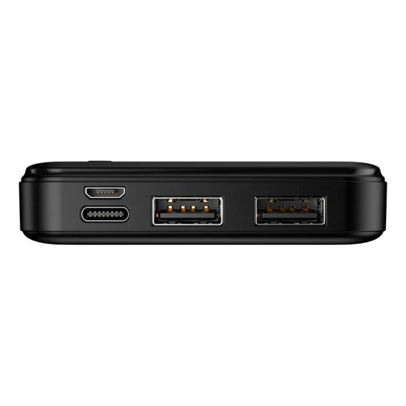 Încărcător de baterie portabil universal Maxlife - Maxlife MXPB-01 Power Bank - 2xUSB + microUSB + Type-C - 10.000 mAh - negru