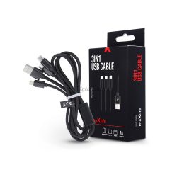   Maxlife Cablu USB de încărcare și date cu cablu de 1 m - Maxlife 3in1 pentru Lightning/microUSB/Type-C Cablu USB - 5V/2A - negru