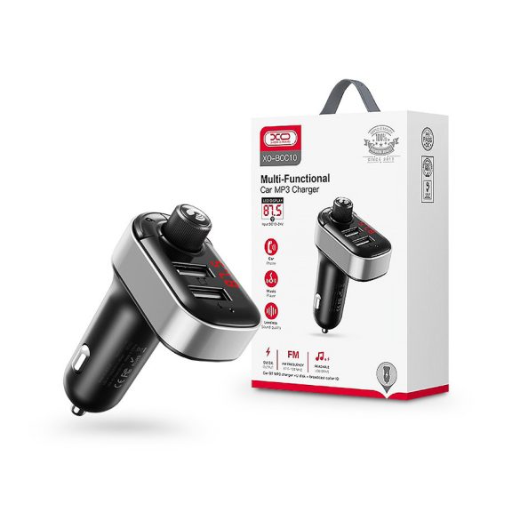 Transmițător FM Bluetooth XO/încărcător brichetă - 2xUSB + MP3 + redare pendrive - XO BCC10 - negru