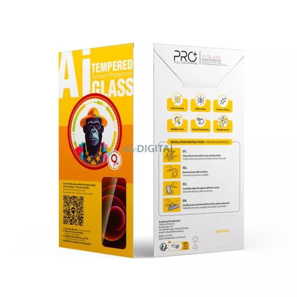 Univerzális edzett üveg 9D OneFit AI-52 6,6"