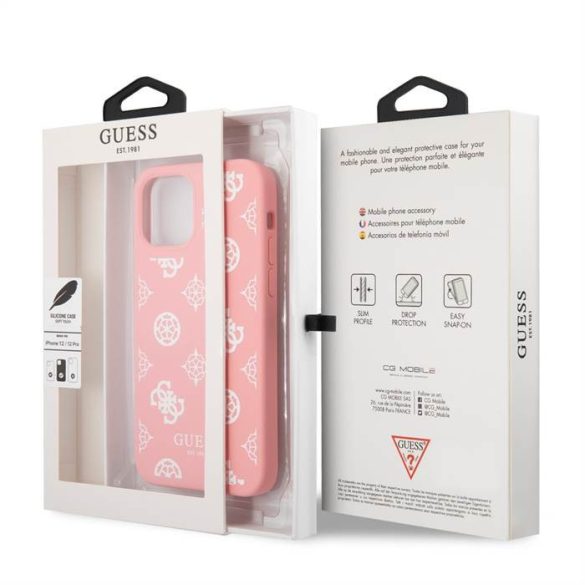 Husă din spate din silicon lichid pentru Apple iPhone 12 Pro Max GUESS GUHCP12LLSPEWPI - roz