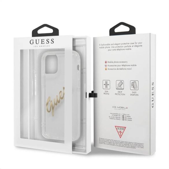 Husă din TPU pentru Apple iPhone 12/12 Pro GUESS GUHCP12MKTRSVGO - auriu
