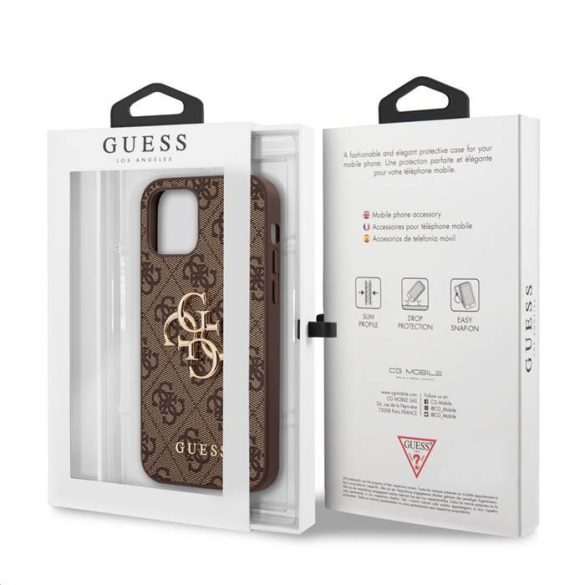 Husă din spate Apple iPhone 12/12 Pro GUESS GUHCP12M4GMGBR - maro