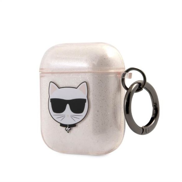 Suport TPU cu sclipici pentru Apple Airpods 1/2 KARL LAGERFELD KLA2UCHGD - auriu