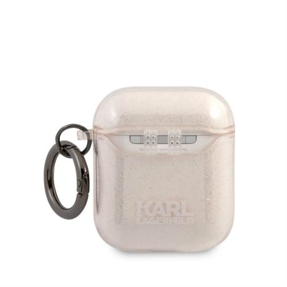 Suport TPU cu sclipici pentru Apple Airpods 1/2 KARL LAGERFELD KLA2UCHGD - auriu