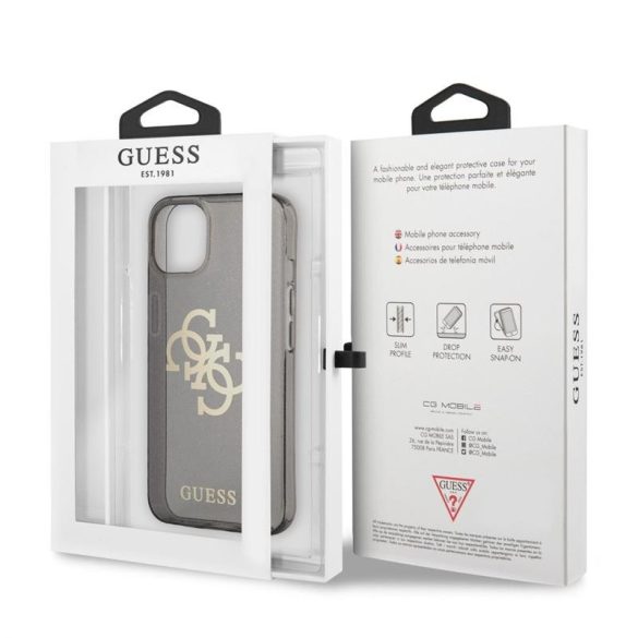 Husă din TPU cu sclipici pentru Apple iPhone 13 Mini GUESS GUHCP13SPCUGL4GBK - neagră