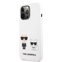   HUSĂ! - Husă din spate din silicon lichid KARL LAGERFELD KLHCP13LSSKCW pentru iPhone 13 Pro - albă