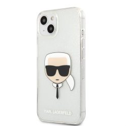   HUSĂ! - Husă din spate TPU cu sclipici pentru Apple iPhone 13 Mini KARL LAGERFELD KLHCP13SKHTUGLS - argintie