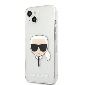 Husă din spate TPU cu sclipici pentru Apple iPhone 13 Mini KARL LAGERFELD KLHCP13SKHTUGLS - argintie