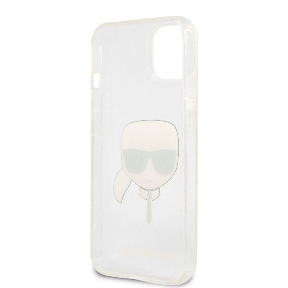 Husă din spate TPU cu sclipici pentru Apple iPhone 13 Mini KARL LAGERFELD KLHCP13SKHTUGLS - argintie