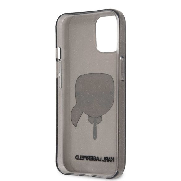Husa din spate cu sclipici pentru Apple iPhone 13 Mini KARL LAGERFELD KLHCP13SKHTUGLB - negru