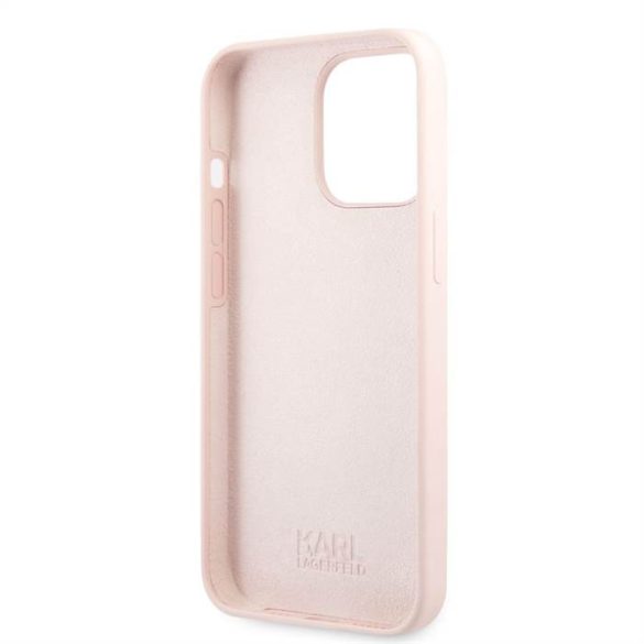 Husa din spate din silicon lichid KARL LAGERFELD KLHCP13XSLKHPI pentru iPhone 13 Pro Max - roz